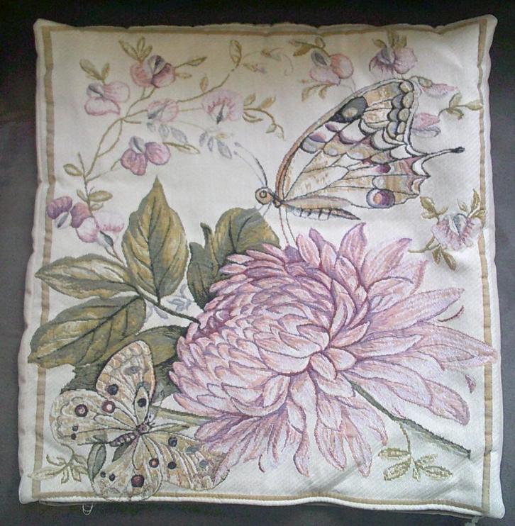 Bohemien style crane group flemish sier kussensloop 48x48cm, Huis en Inrichting, Woonaccessoires | Kussens, Gebruikt, Overige kleuren