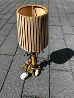 Antieke Tafellamp met Beige Kap en Gouden Voetje, Ophalen of Verzenden