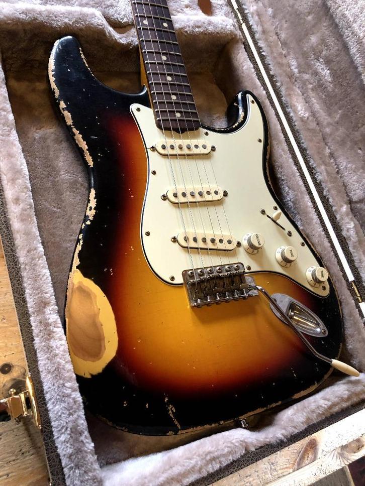 MJT Allparts Partscaster Heavy Relic - 3-tone sunburst, Muziek en Instrumenten, Snaarinstrumenten | Gitaren | Elektrisch, Gebruikt