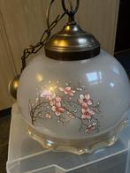 Vintage Glazen Hanglamp met Bloemen, Huis en Inrichting, Lampen | Hanglampen, Gebruikt, Vintage, Ophalen of Verzenden, Glas