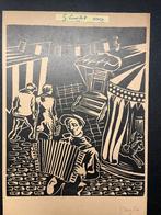 Langlet, Gerard - Litho - Harmonicaspeler op kermis, Antiek en Kunst, Kunst | Litho's en Zeefdrukken, Ophalen of Verzenden