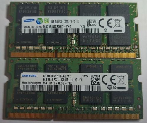 16GB DDR3 2x8BGB PC3L-12800 1600MHz Samsung Sodimm 2614 1517, Computers en Software, RAM geheugen, Gebruikt, Laptop, 16 GB, DDR3