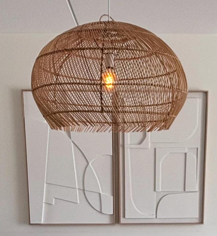 Rotan Hanglamp - Sfeervolle Verlichting, Huis en Inrichting, Lampen | Hanglampen, Zo goed als nieuw, Minder dan 50 cm, Hout, Ophalen of Verzenden