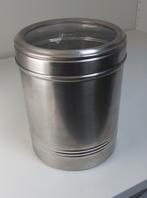 Metalen voorraadbus met doorzichtig deksel, Ophalen, Gebruikt