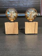 eikenhouten design tafellampen/schemerlampen., Ophalen, Nieuw, Minder dan 50 cm, Hout