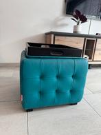 Turquoise Poef / Voetenbank, Kunststof, Vierkant, Ophalen of Verzenden, Zo goed als nieuw
