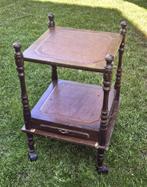 Vintage speeltafel met ingebouwde lade en lederen speelblad, Ophalen of Verzenden