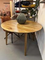 Ronde houten tafel 120cm - eetafel hout - ronde eettafel 120, Ophalen, Zwart, Nieuw, Vier