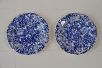 2 Burleigh bordjes Chintzware fijn blauw wit motief 17,5 cm beschikbaar voor biedingen
