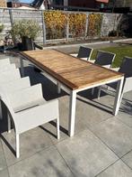 Tuintafel inclusief 6 stoelen en kussens 240x100, Tuin en Terras, Ophalen, Gebruikt, Rechthoekig