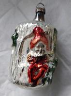 Antieke oude kerstbal kabouter op boomstronk, Diversen, Kerst, Ophalen of Verzenden, Gebruikt