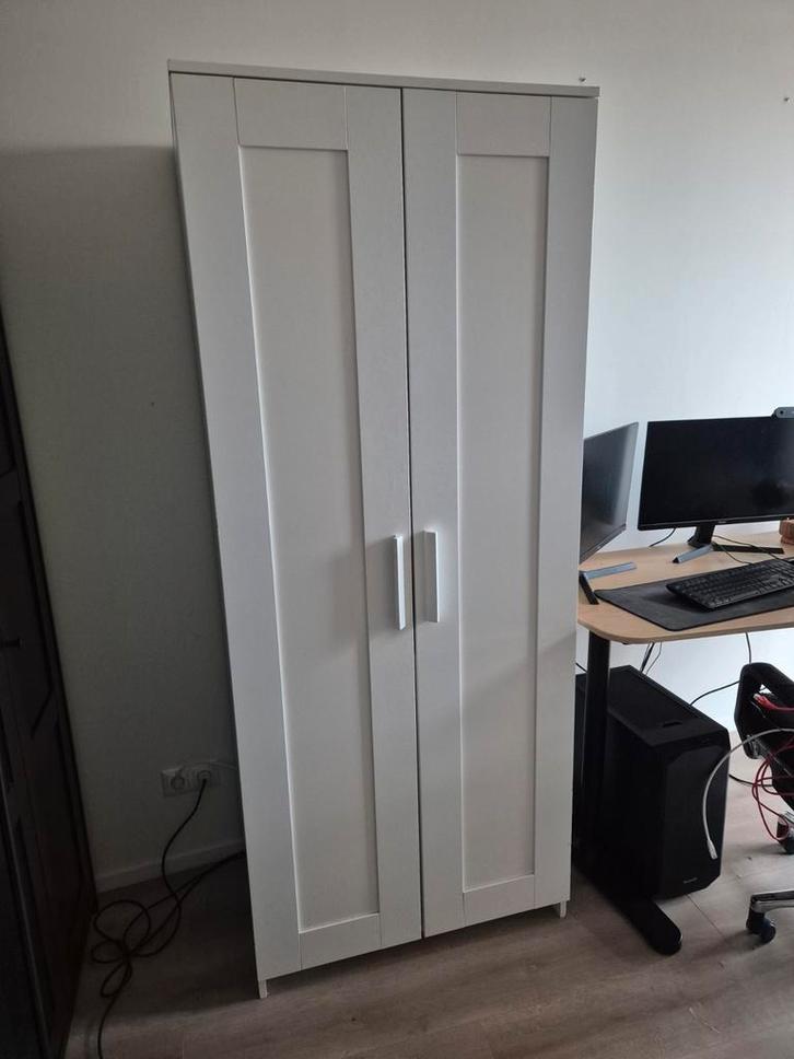 Witte kledingkast met hanggedeelte en legplanken, Huis en Inrichting, Kasten | Kledingkasten, Gebruikt, 150 tot 200 cm, 50 tot 75 cm