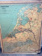 Oude Schoolkaart - Nederland in 1560, Antiek en Kunst, Antiek | Schoolplaten, Ophalen, Aardrijkskunde