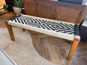 Teak bankje halbankje bench, gevlochten geweven beschikbaar voor biedingen