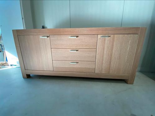 Massief eiken white wash meubelset, Huis en Inrichting, Kasten | Dressoirs, Zo goed als nieuw, 25 tot 50 cm, Met lade(s), Met deur(en)