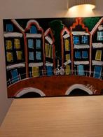 Schilderij Amsterdamse grachten maria leushuis, Antiek en Kunst, Kunst | Schilderijen | Klassiek, Ophalen of Verzenden