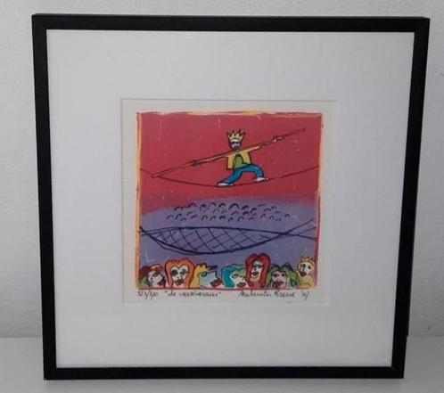Zeefdruk Aschwin Breur "De Verzekeraar" genum. + gesigneerd, Antiek en Kunst, Kunst | Litho's en Zeefdrukken, Ophalen of Verzenden