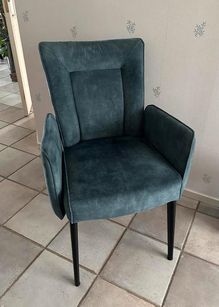 Eetkamerstoelen 4 stuks, kleur petrol blauw, Huis en Inrichting, Stoelen, Zo goed als nieuw, Ophalen