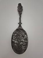 Tinnen Lepel met Tafereel, Antiek en Kunst, Antiek | Bestek, Ophalen of Verzenden