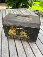 Oude blikken poezen trommel / koffertje  vintage, Verzamelen, Blikken, Ophalen of Verzenden, Gebruikt, Overige, Overige merken