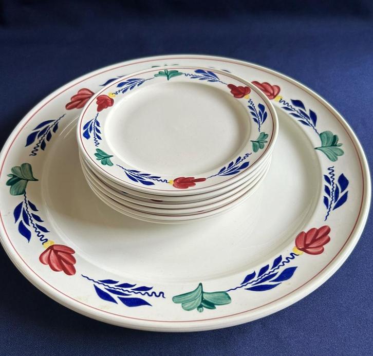 Boerenbont 7 delige gebakset, Huis en Inrichting, Keuken | Servies, Zo goed als nieuw, Bord(en), Boerenbont, Aardewerk, Ophalen of Verzenden