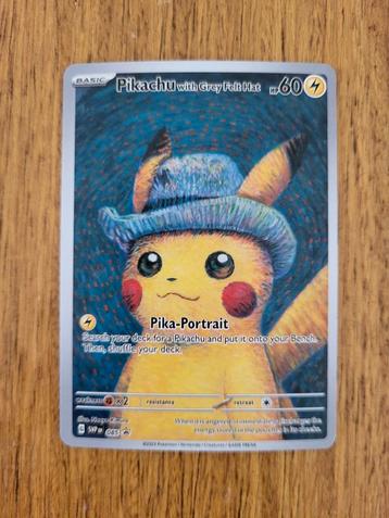 Pokémon  van gogh museum: pikachu with grey felt hat kaart