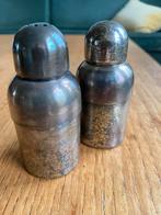Zilveren peper- en zoutstel met glazen binnenflesjes, Antiek en Kunst, Ophalen of Verzenden