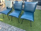 Eetkamerstoelen donkerblauw leer– Zeer goede staat!, Ophalen of Verzenden, Zo goed als nieuw, Blauw, Leer