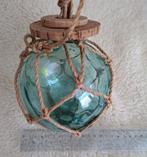 Groen/blauw zware glazen drijfbal, visnetbal, drijvers, Antiek en Kunst, Ophalen of Verzenden