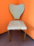 Vintage stoel - zacht groen -  hout - aluminium, Ophalen, Gebruikt, Overige kleuren, Metaal
