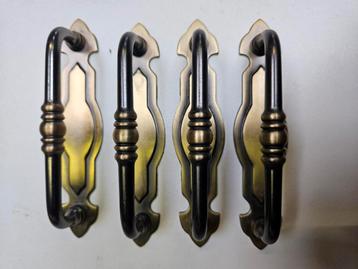 4x Messing brons meubelgrepen 96mm beschikbaar voor biedingen