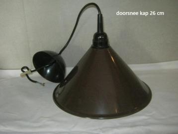 vintage bruin-wit emaille hanglampje, lampje, lampenkapje beschikbaar voor biedingen