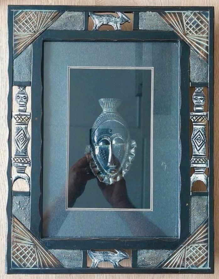 Afrikaanse maskers, ingelijst, Antiek en Kunst, Kunst | Schilderijen | Modern, Ophalen of Verzenden