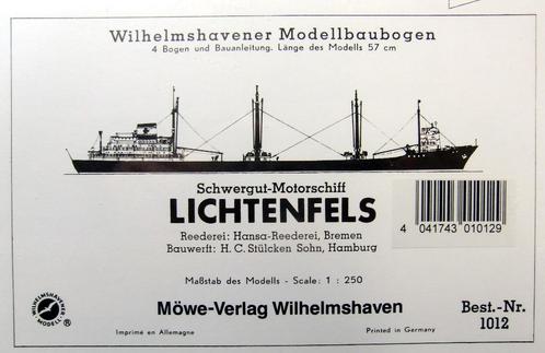 (95) Bouwplaat vrachtschip Lichtenfels 1/250, Hobby en Vrije tijd, Modelbouw | Boten en Schepen, Zo goed als nieuw, 1:200 of kleiner