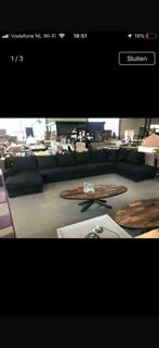 Grote bank rib stof donkerblauw, Ophalen of Verzenden, Vierpersoons of meer, Stof