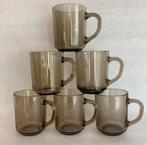 6 vintage rookglas mokken bekers Arcopal France’70, Ophalen of Verzenden, Huis en Inrichting