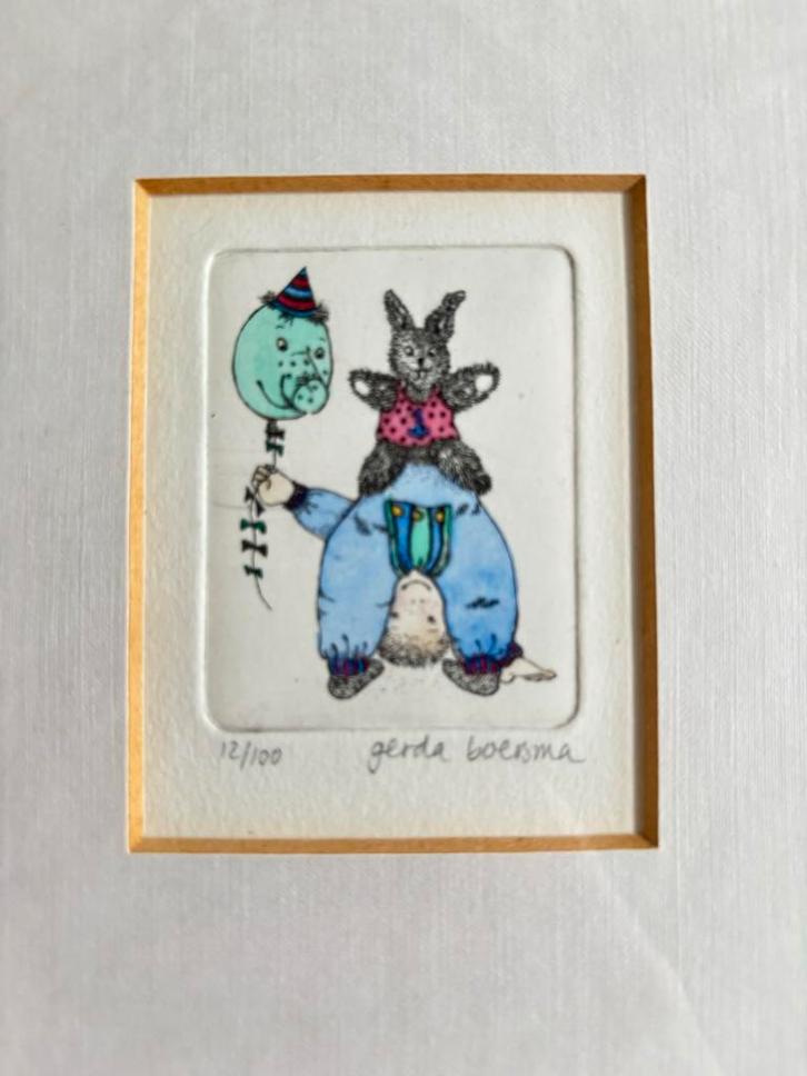 Gerda Boersma Ets - Ingelijst, Antiek en Kunst, Kunst | Etsen en Gravures, Ophalen of Verzenden