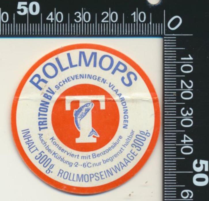 Sticker: Trition - Rollmops - Scheveningen - Vlaardingen, Verzamelen, Stickers, Zo goed als nieuw, Bedrijf of Vereniging, Ophalen of Verzenden