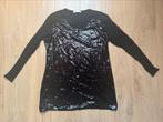 Xxla femme pailletten dames shirt zwart maat S/M, Zwart, Lange mouw, Maat 36 (S), Gedragen