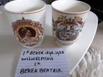 2x Koninklijke Huis Bekers - Wilhelmina & Beatrix, Ophalen of Verzenden