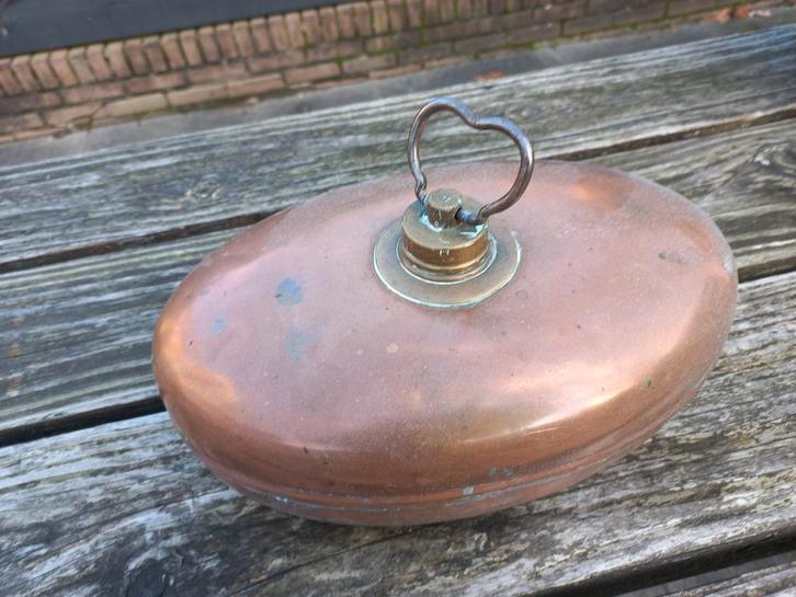 Grote ovale koperen warmwaterkruik, Antiek en Kunst, Antiek | Koper en Brons, Ophalen of Verzenden