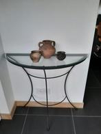 Halve Maan Sidetable Smeedijzer/Glas, Huis en Inrichting, Ophalen, Gebruikt, 50 tot 100 cm, Minder dan 25 cm