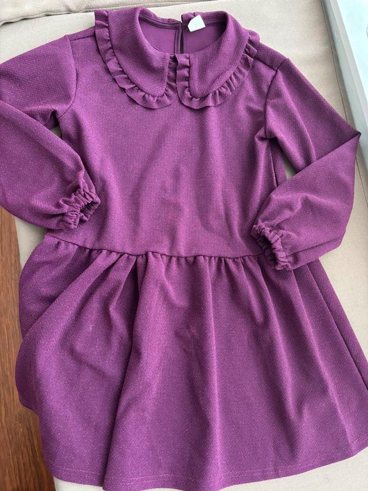 Hema feestjurk paars glitter maat 134-140, Kinderen en Baby's, Kinderkleding | Maat 134, Zo goed als nieuw, Meisje, Jurk of Rok