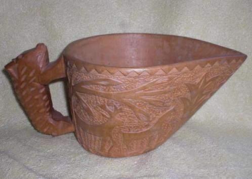 HOUTEN KOM FRAAI BEWERKT * Gemerkt *, Antiek en Kunst, Kunst | Beelden en Houtsnijwerken, Verzenden