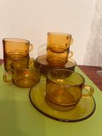 6x Vereco amberkleurige Kopjes en Schotels - Vintage, Antiek en Kunst, Ophalen of Verzenden