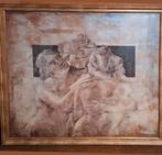 Klassiek kunstwerk “Stoic Romance III” – 91x94 cm – goudkleu, Antiek en Kunst, Ophalen of Verzenden