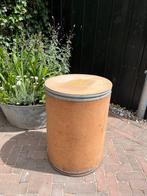 Vintage houten opbergton - ronde ton met deksel, Ophalen of Verzenden, Zo goed als nieuw, Minder dan 50 cm