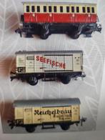 drie wagons merk Fleischmann, Hobby en Vrije tijd, Modeltreinen | H0, Wisselstroom, Gebruikt, Fleischmann, Wagon