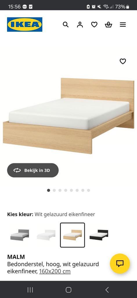 Ikea Malm bedframe + lattenbodem en matras, Huis en Inrichting, Slaapkamer | Bedden, Gebruikt, Tweepersoons, 160 cm, 200 cm, Hout