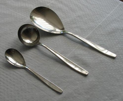 Gero Zilmeta groentelepel, juslepel en jamlepel, Huis en Inrichting, Keuken | Bestek, Gebruikt, Los bestek, Rvs of Chroom, Verzenden